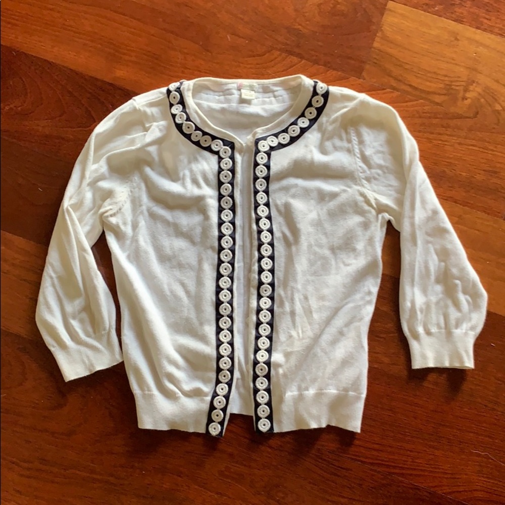 Cute Girl’s White/Navy Buttoned Cardigan